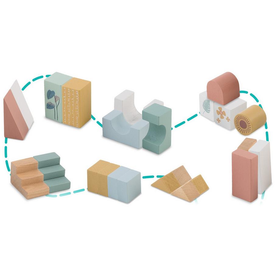 B2X  Nachziehspielzeug aus Holz mit NK-853 Nukido-Blöcken 