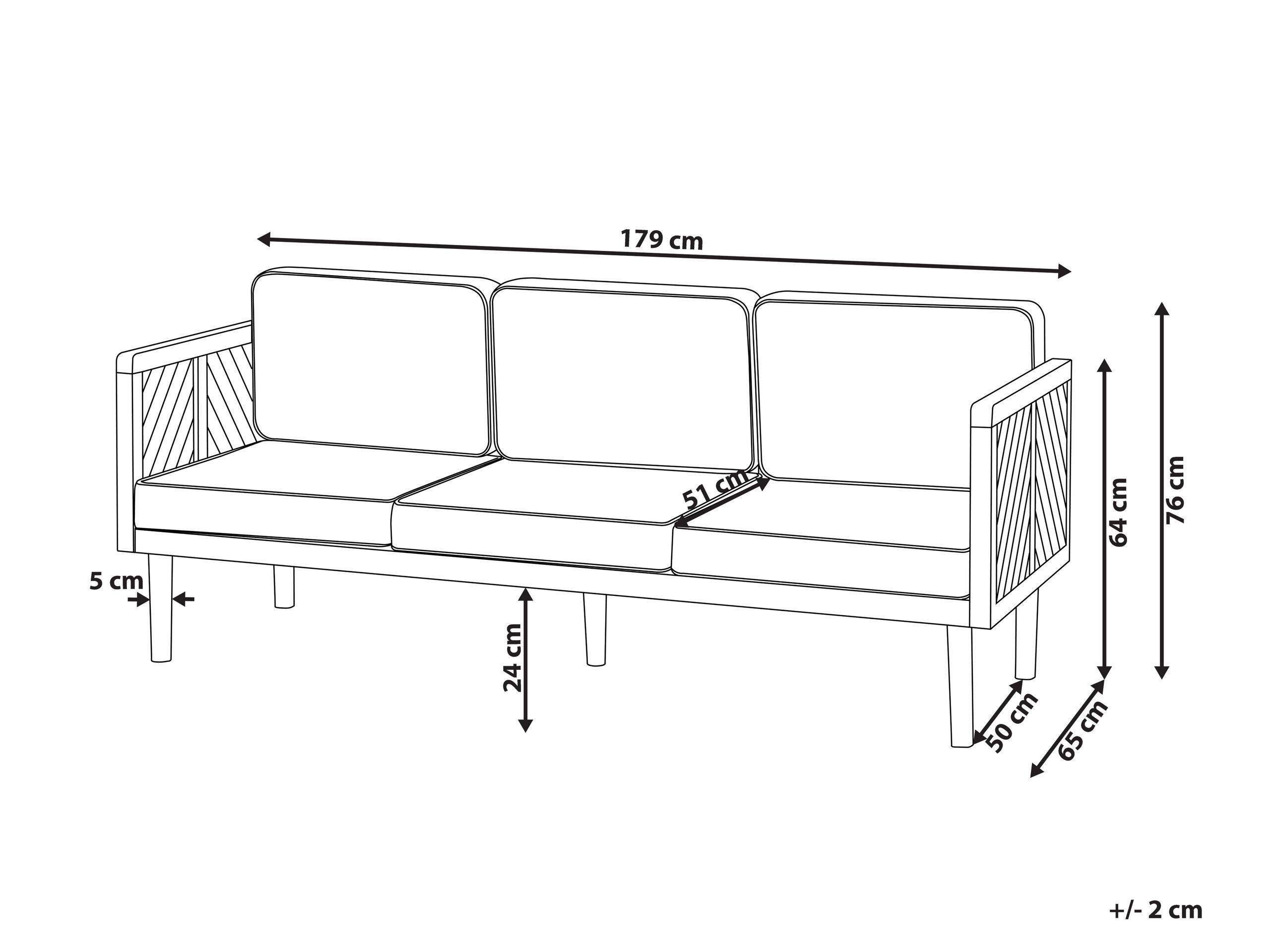 Beliani 3 Sitzer Sofa aus Akazienholz Klassisch BARATTI  