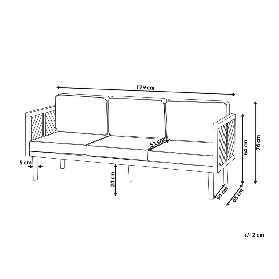 Beliani 3 Sitzer Sofa aus Akazienholz Klassisch BARATTI  
