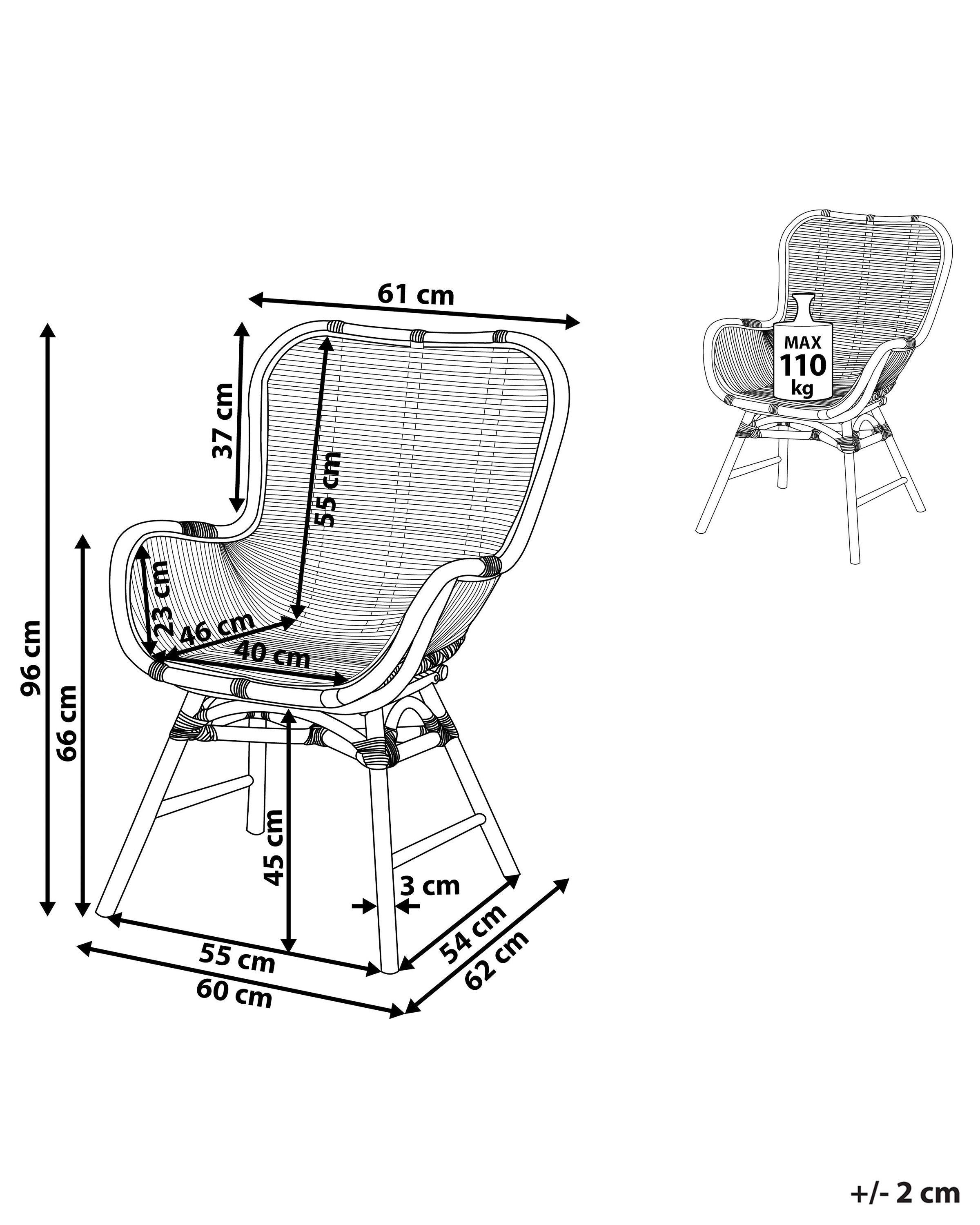 Beliani Chaise de salle à manger en Rotin Boho TOGO  