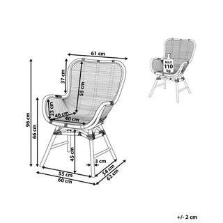 Beliani Chaise de salle à manger en Rotin Boho TOGO  