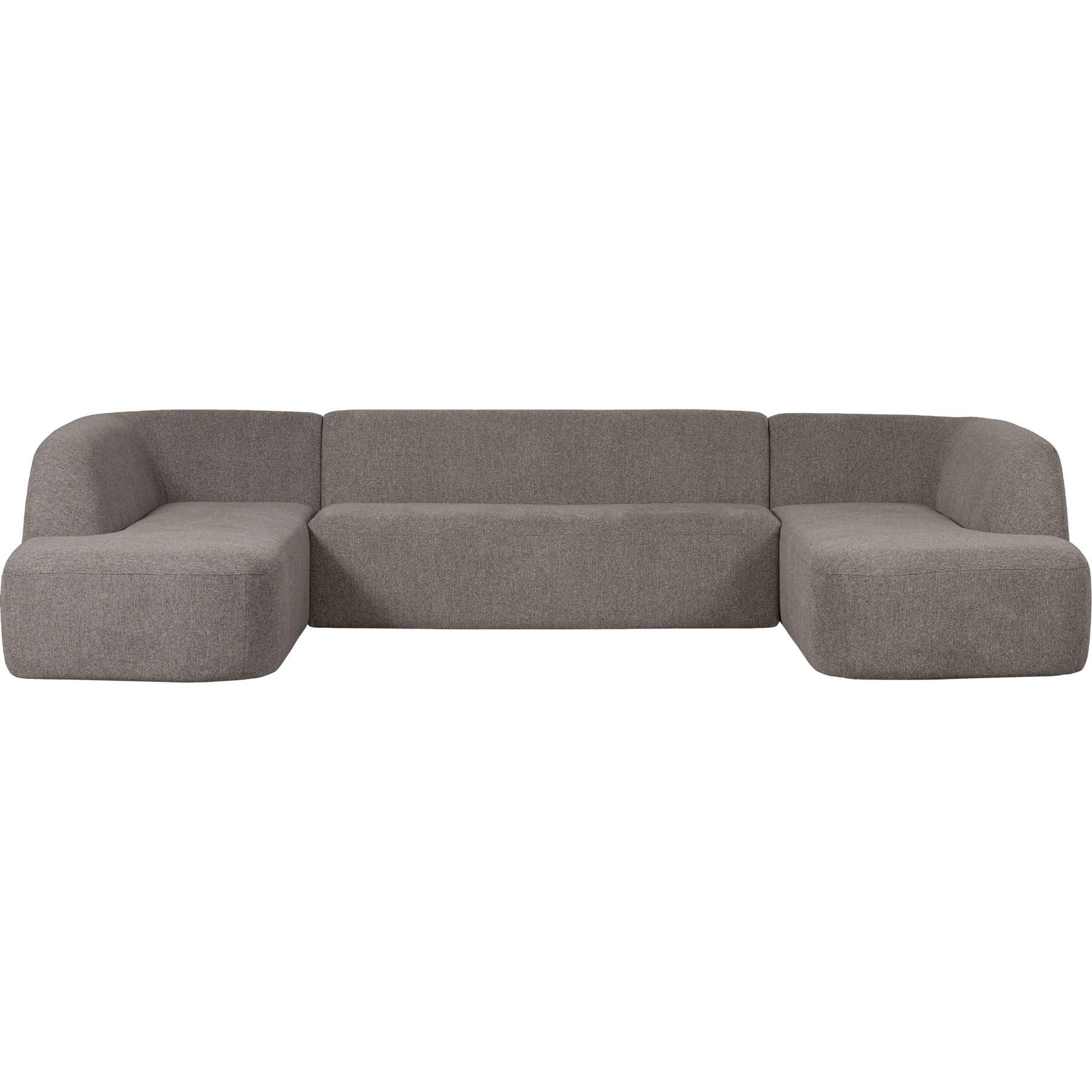 mutoni Canapé incliné en forme de U chenille gris chiné 339x225  