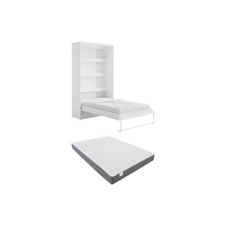 Vente-unique Letto estraibile 120 x 200 cm Apertura verticale manuale Con LED Bianco + Materasso - RAPILI  