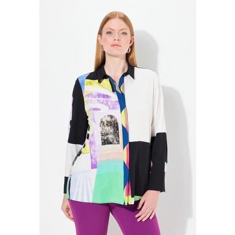 Ulla Popken Lyocell Blusa Maniche Lunghe Design Patch  