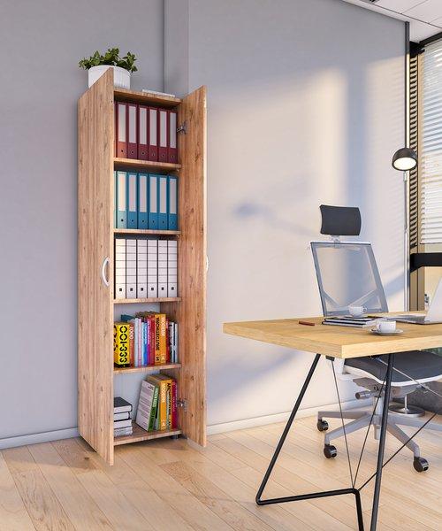 VCM Büroschrank mit 5 Fächern | moderner Aktenschrank mit Drehtüren | Maße ca. H. 178 x B. 49 x T. 34 cm – Ulas 5-Fach  