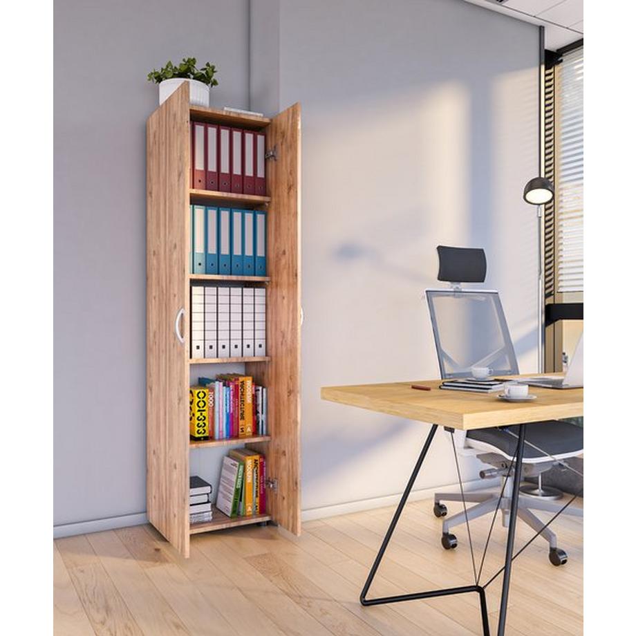 VCM Büroschrank mit 5 Fächern | moderner Aktenschrank mit Drehtüren | Maße ca. H. 178 x B. 49 x T. 34 cm – Ulas 5-Fach  