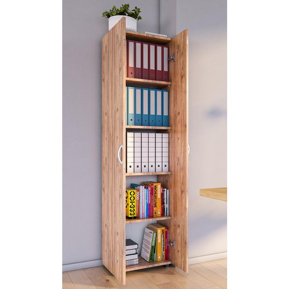 VCM Büroschrank mit 5 Fächern | moderner Aktenschrank mit Drehtüren | Maße ca. H. 178 x B. 49 x T. 34 cm – Ulas 5-Fach  