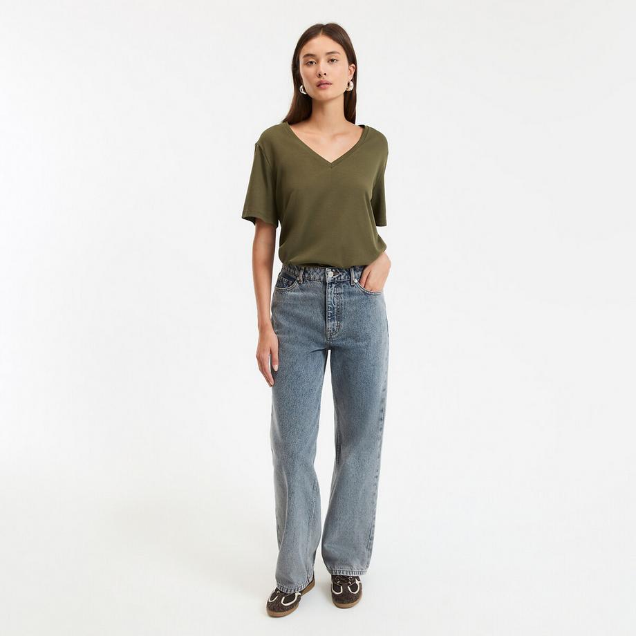 La Redoute Collections V-Ausschnitt Kurzarm T-Shirt  