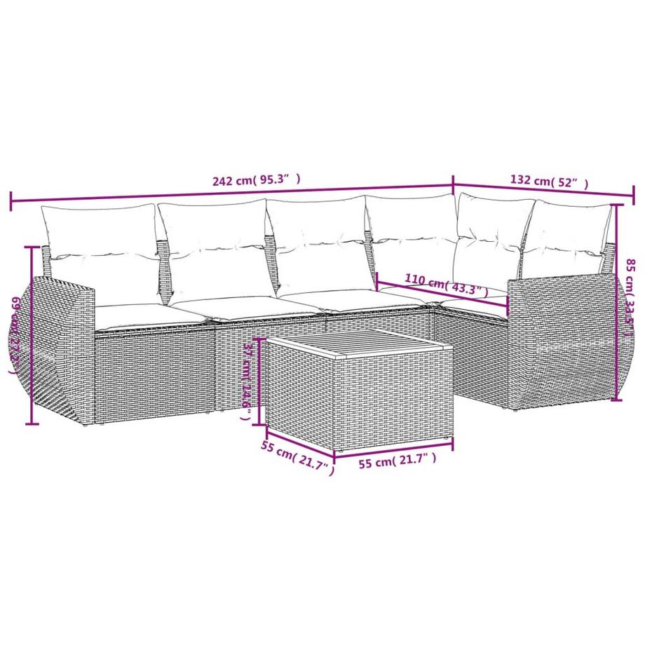 VidaXL Ensemble de canapés de jardin rotin synthétique  