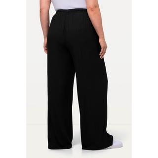 Ulla Popken  Pantalon Rose en viscose. Jambe large, taille élastique et cordon de serrage 