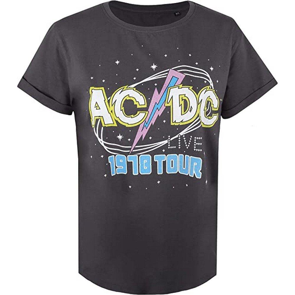 Image of Acdc 1978 Tour Kurzes Tshirt Damen Charcoal Black L