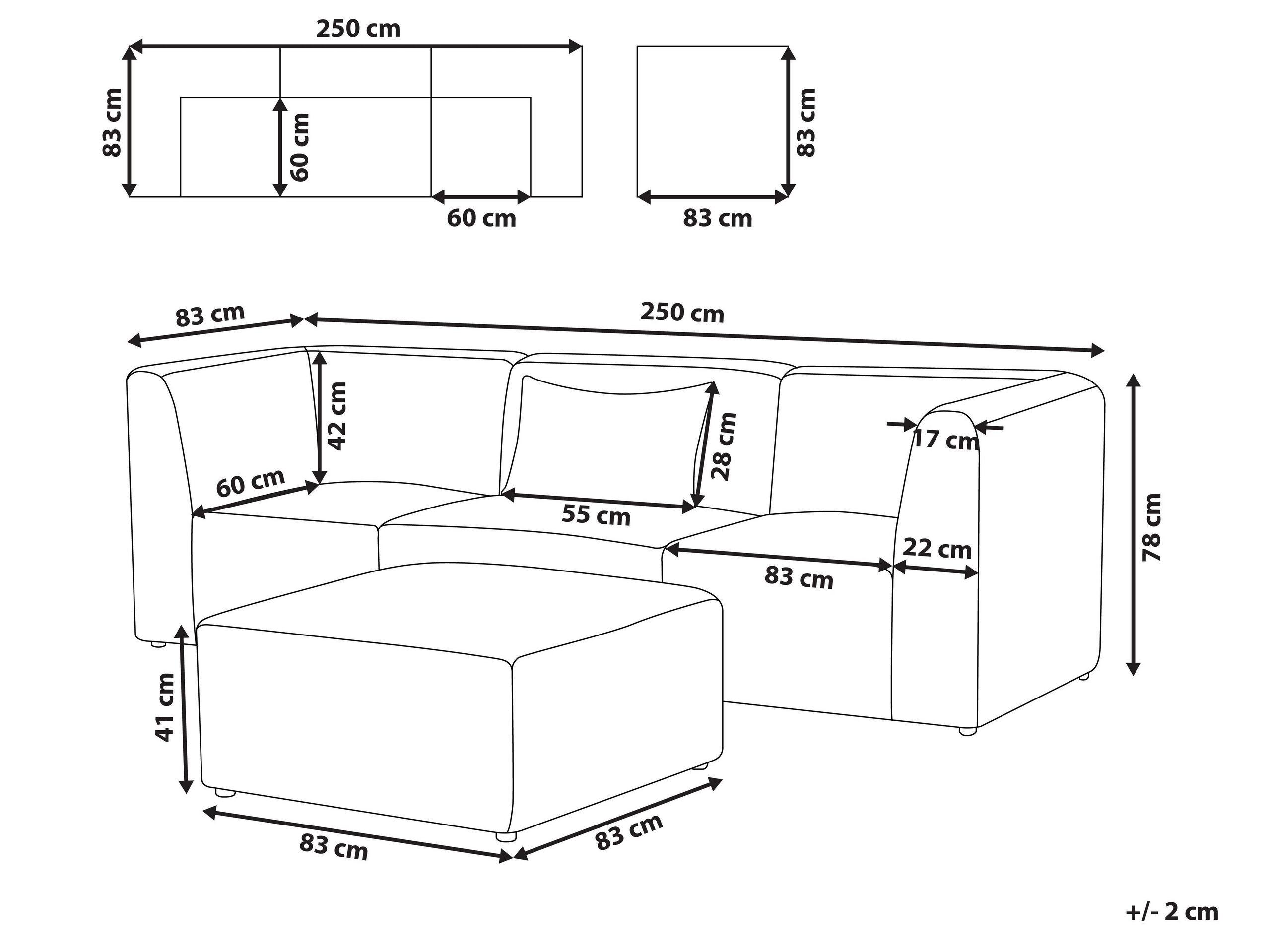 Beliani Canapé avec pouf en Velours côtelé Moderne LEMVIG  