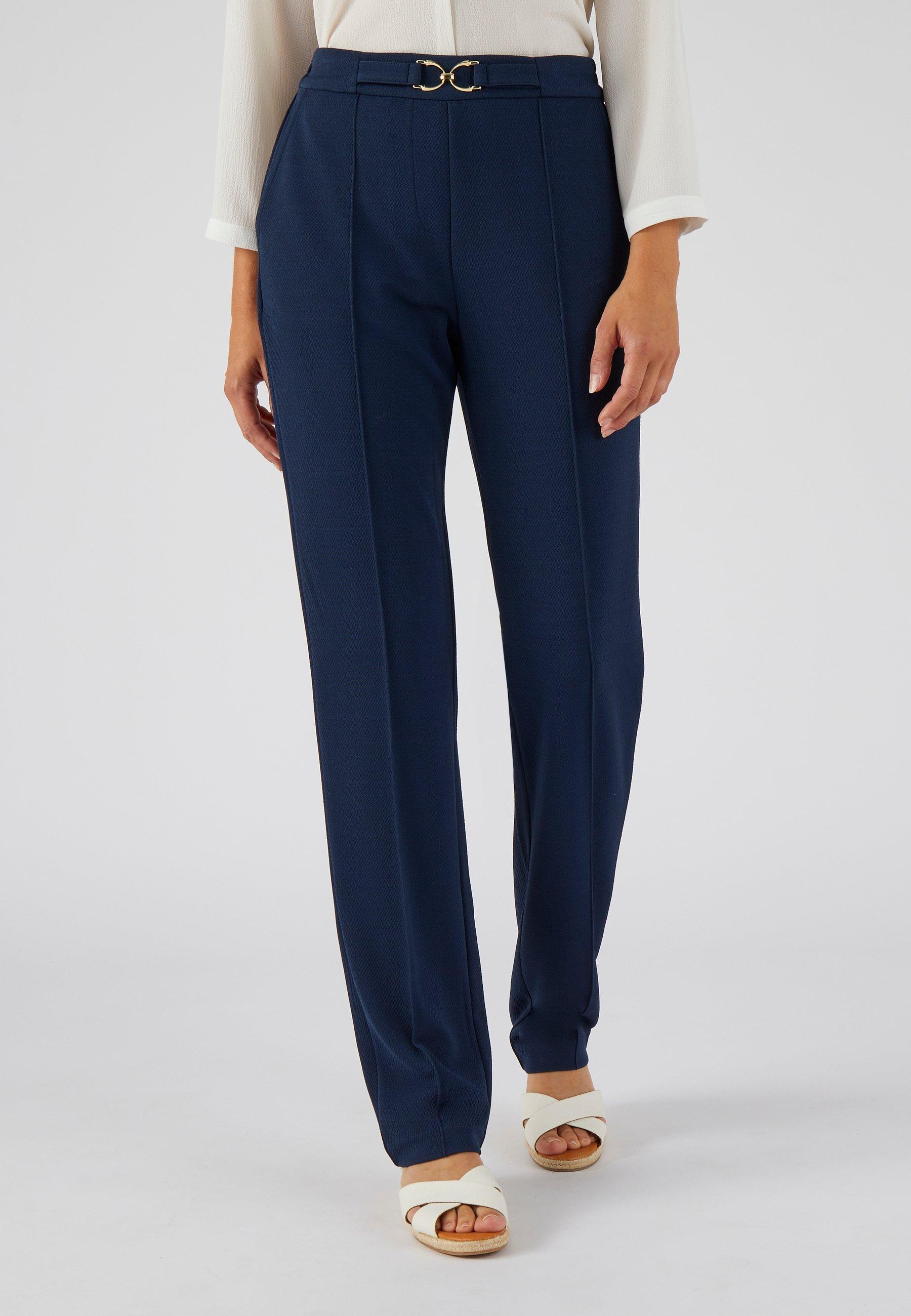 Image of Krepp-schlupfhose Mit Gürtelschlaufen. Damen Blau 40