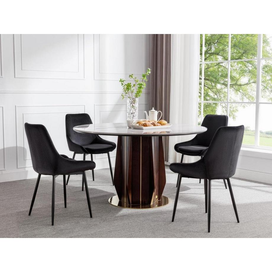 Vente-unique Lot de 6 chaises Velours métal MASURIE  