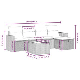 VidaXL Ensemble de canapés de jardin rotin synthétique  