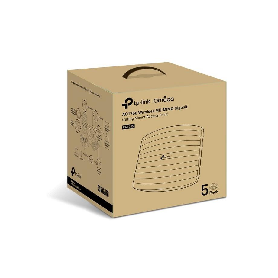TP-Link  Omada EAP245(5-PACK) punto accesso WLAN 1750 Mbit/s Bianco Supporto Power over Ethernet (PoE) 