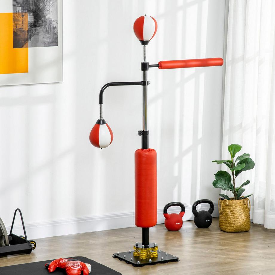 Northio  Standbox Freistehender Boxsack 140-205Cm Höhenverstellbarer Standbox-Trainer Mit 2 Speedbällen Reflexstange Saugnapf-Basis Für Erwachsene 