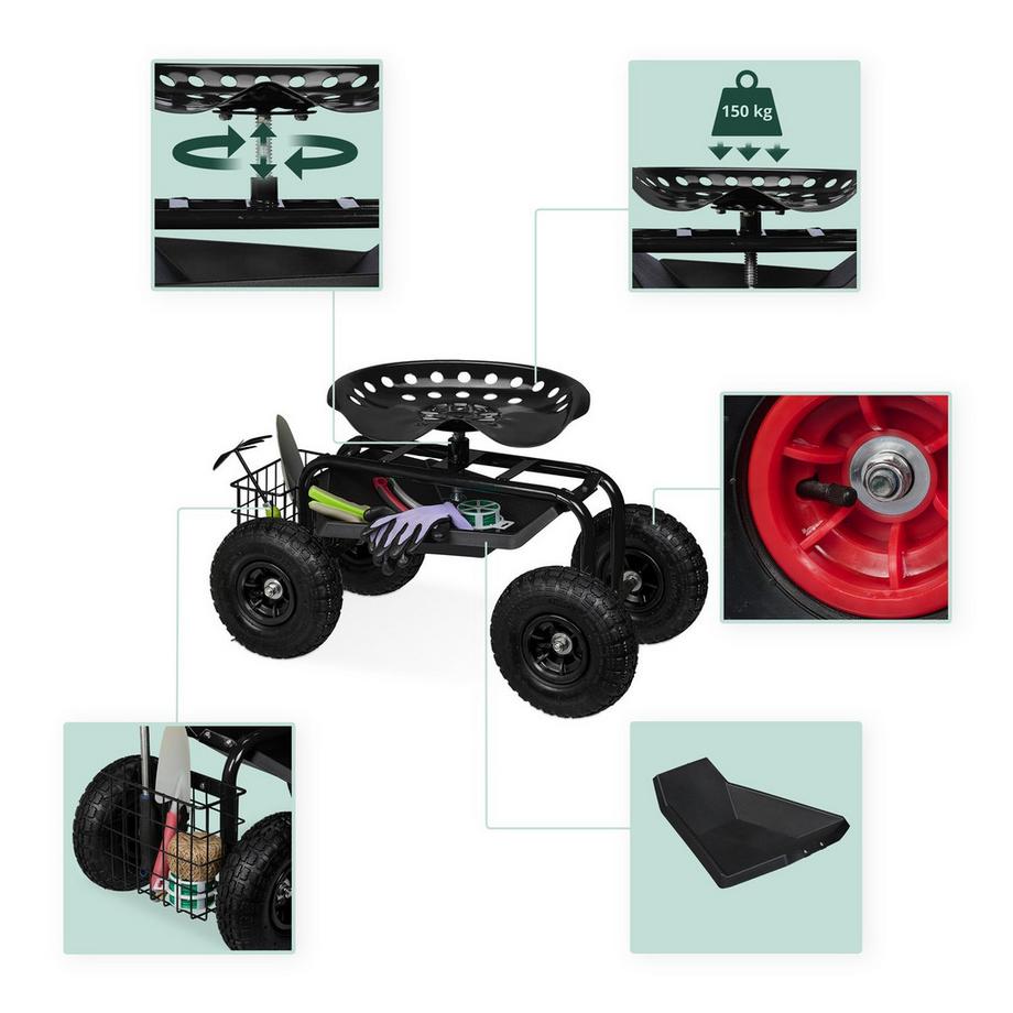 Northix Siège de jardin mobile avec rangement  