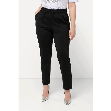 Ulla Popken  Pantalon cargo, poches, taille élastique et bas de jambe fendu 