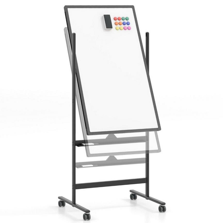 Northix  60 x 100 cm Doppelseitiges Magnetisches Whiteboard mit Rollen & Ständer & Stiftablage Schwarz 