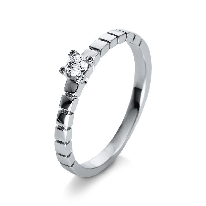 Image of Solitär-ring 750/18k Weissgold Diamant 0.12ct. Damen Silber 54