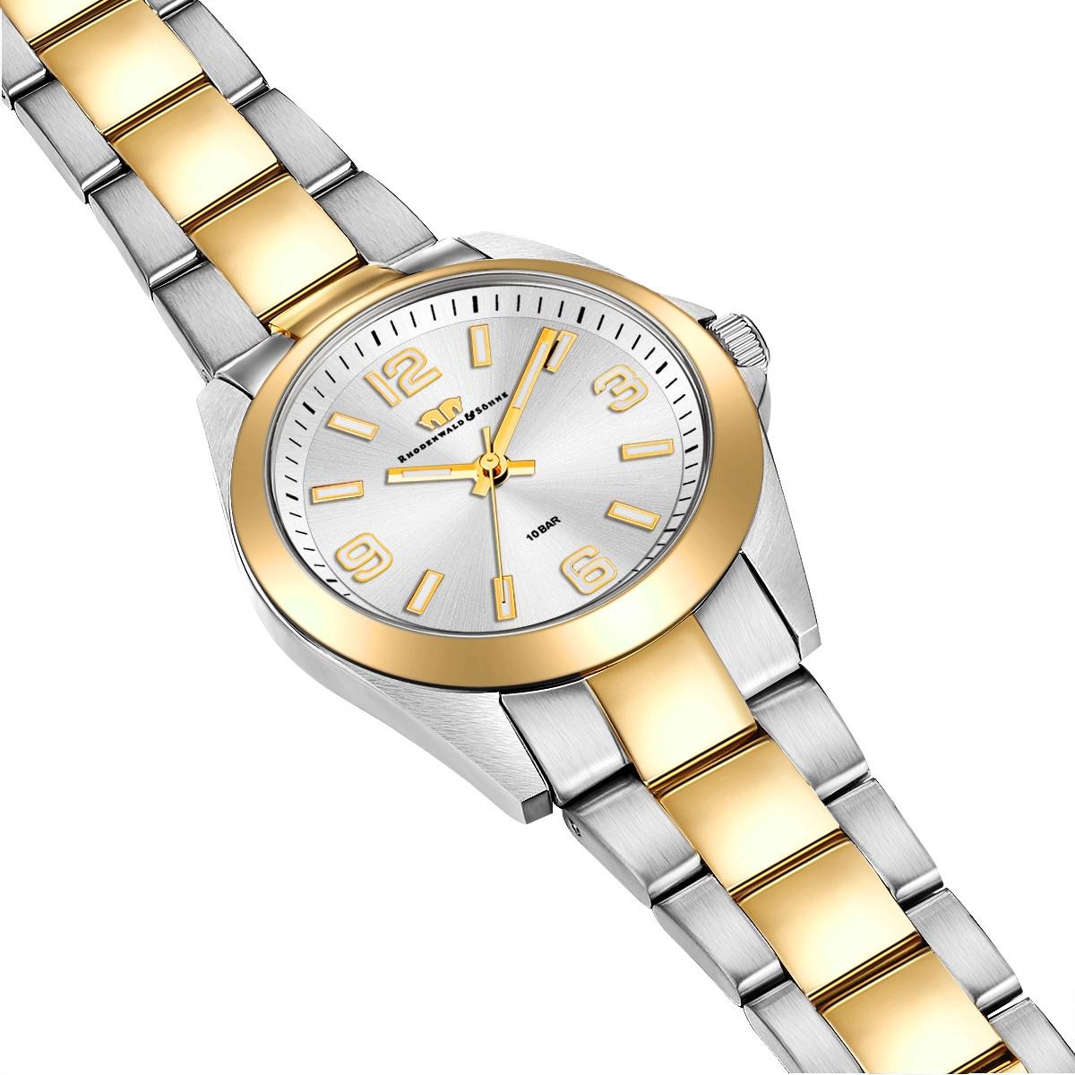 Rhodenwald & Söhne  Femme Montre à quartz Majestia Acier inoxydable Argent/or jaune 