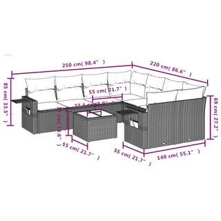 VidaXL Ensemble de canapés de jardin rotin synthétique  