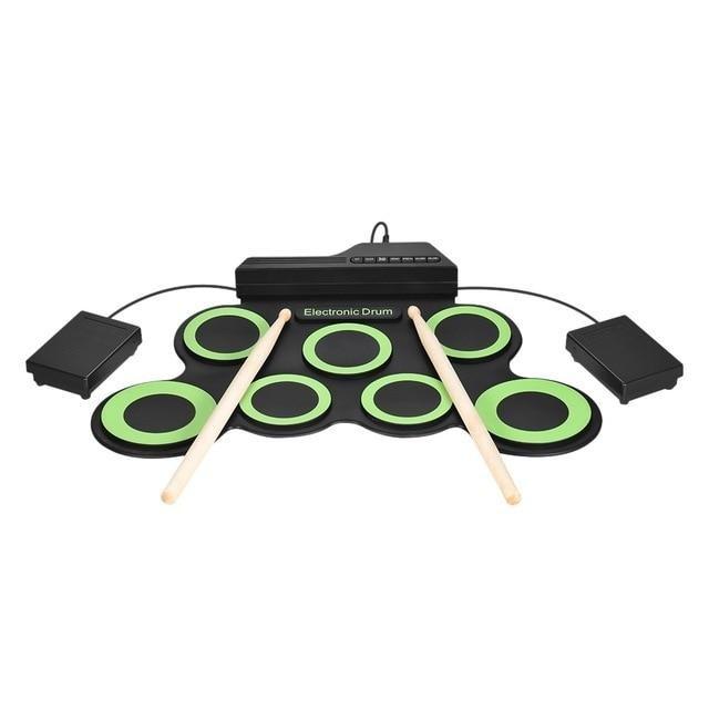 Image of Tragbares elektronisches digitales Drum -Kit USB 7 Drum Pads Rollen Sie Silikon -Drum -Set auf
