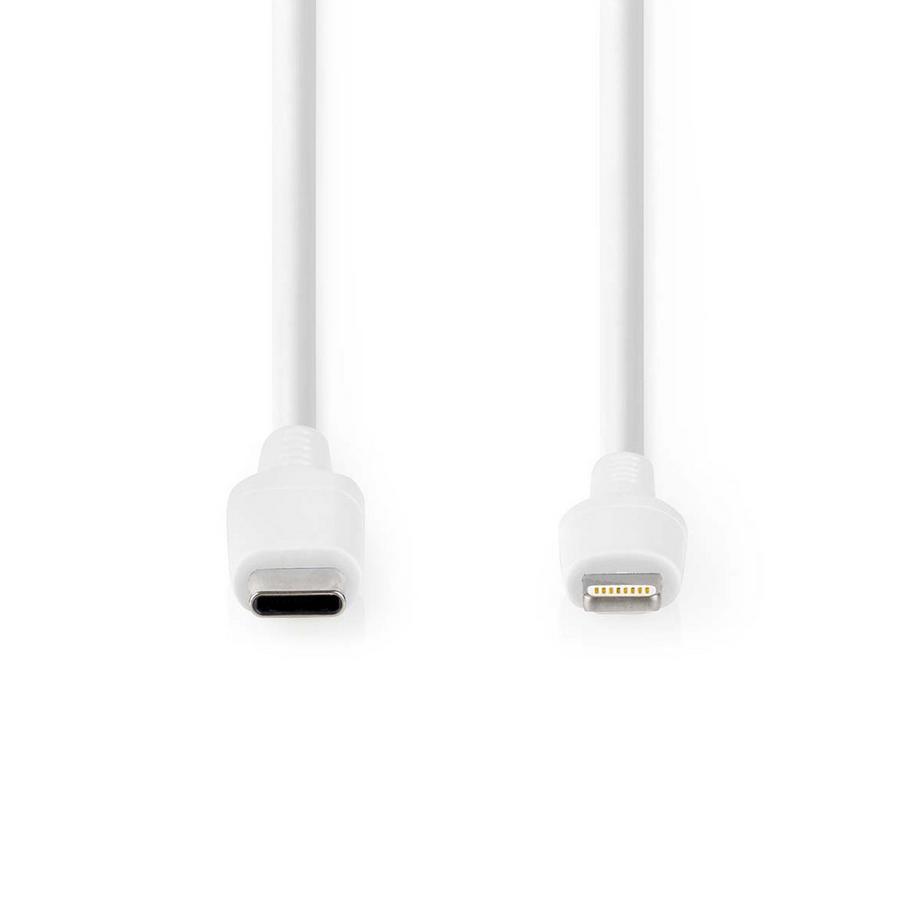 Nedis  Câble Lightning | USB 2.0 | Apple Lightning, 8 broches | USB-C™ mâle | 480 Mbps | Nickelé | 2,00 m | Rond | PVC | Blanc | Boîte 