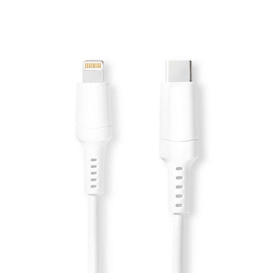 Nedis  Câble Lightning | USB 2.0 | Apple Lightning, 8 broches | USB-C™ mâle | 480 Mbps | Nickelé | 2,00 m | Rond | PVC | Blanc | Boîte 
