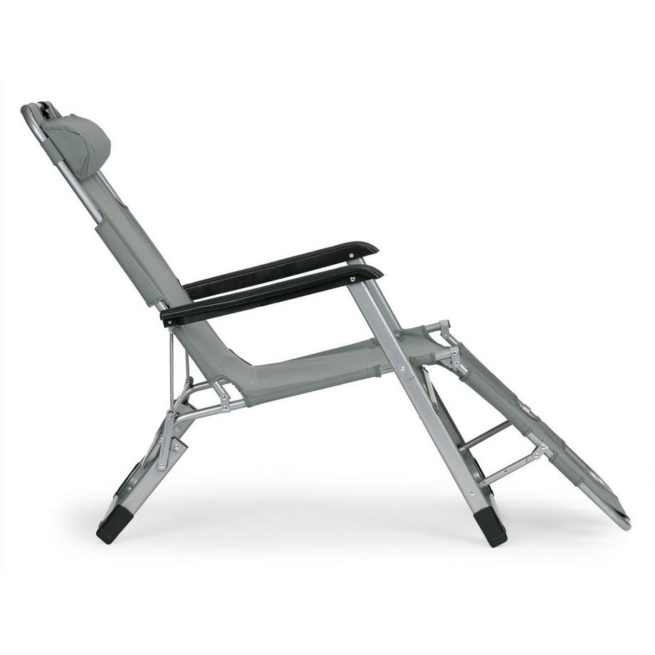Northix Chaise longue de jardin et de plage, pliable 2 en 1, grise, MultiGarden  