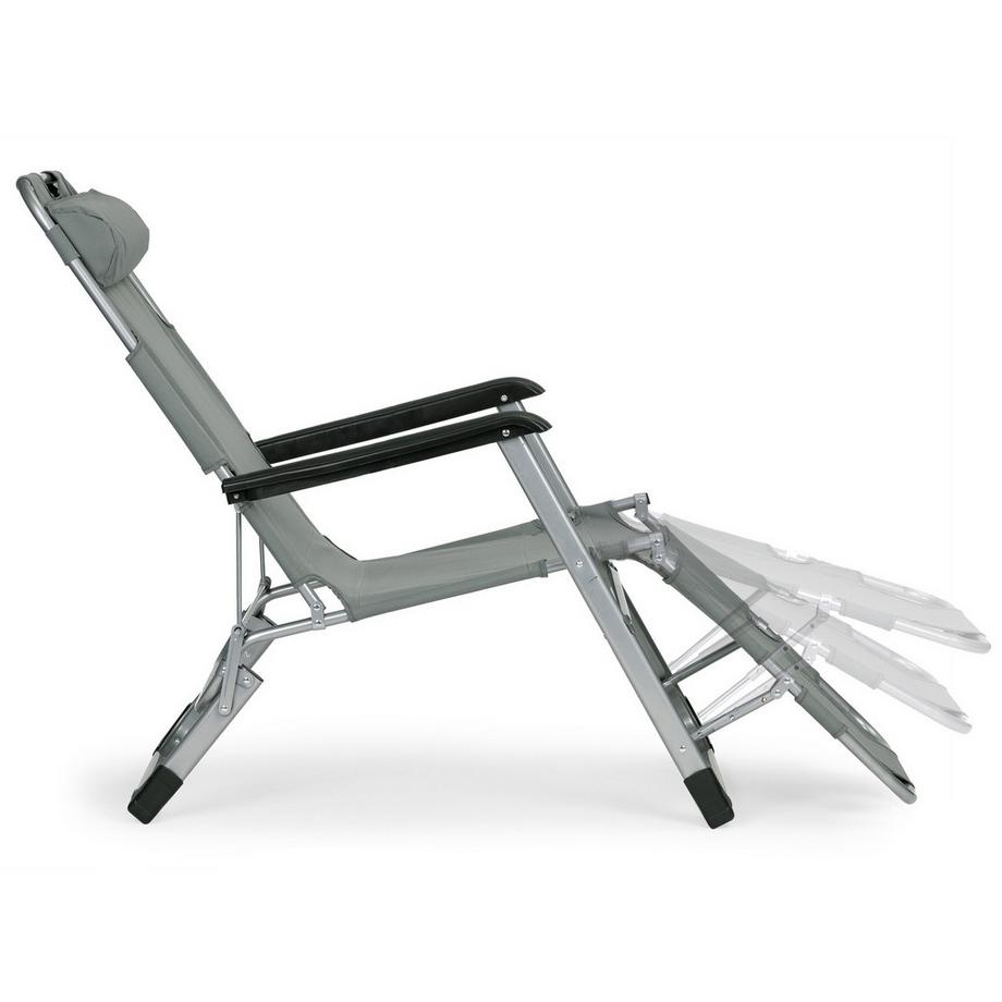 Northix Chaise longue de jardin et de plage, pliable 2 en 1, grise, MultiGarden  