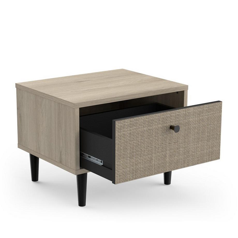 Calicosy Comodino 1 cassetto effetto rovere e rattan L44,6 cm - Saïgon  