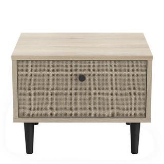 Calicosy Chevet 1 Tiroir décor Chêne - Impression Rotin et Noir Mat L44,6 cm - Saïgon  