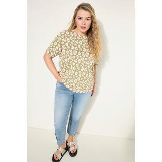 Studio Untold  T-shirt dal taglio oversize con scollo a girocollo, mezze maniche e stampa leopardata 