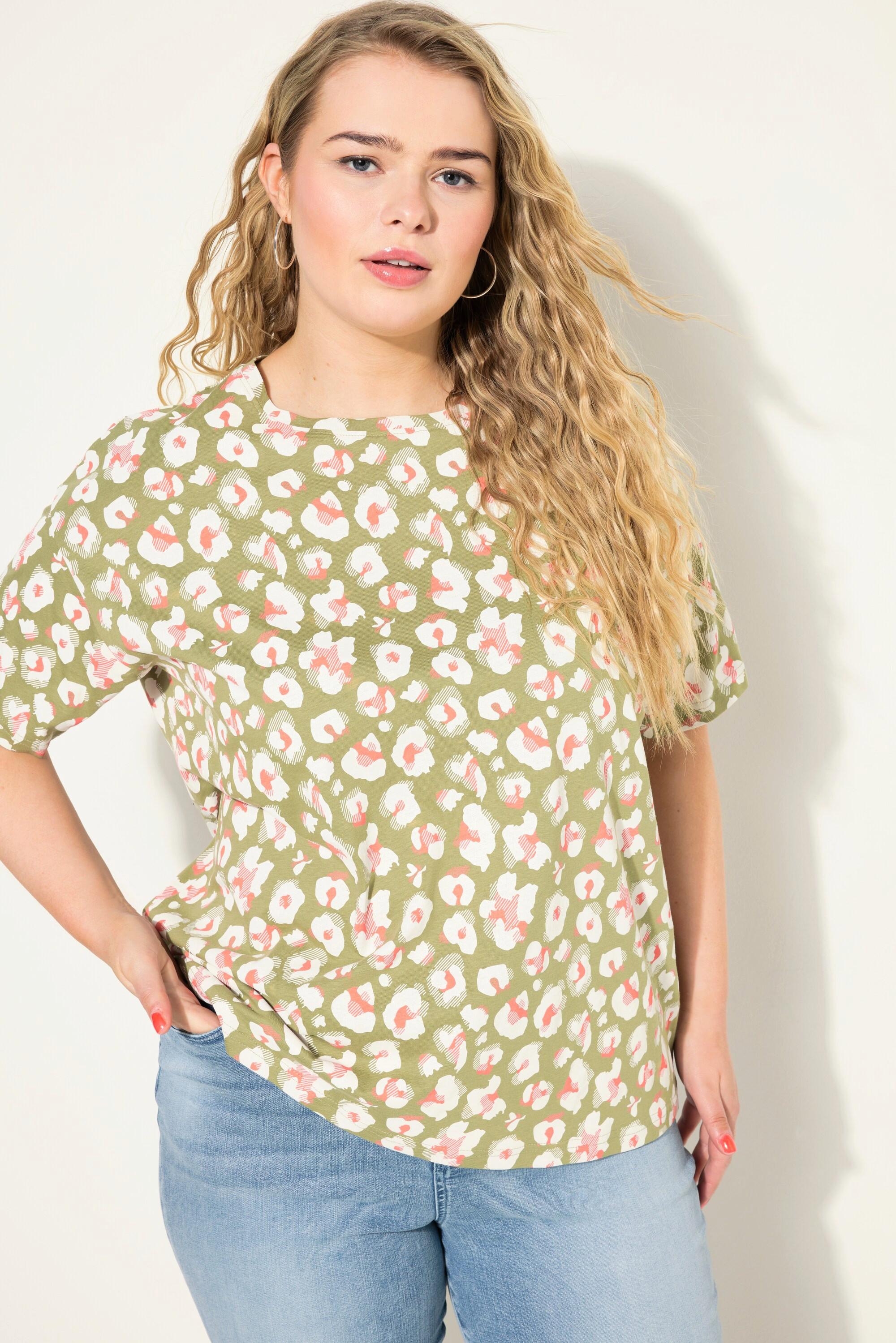 Studio Untold  T-shirt dal taglio oversize con scollo a girocollo, mezze maniche e stampa leopardata 