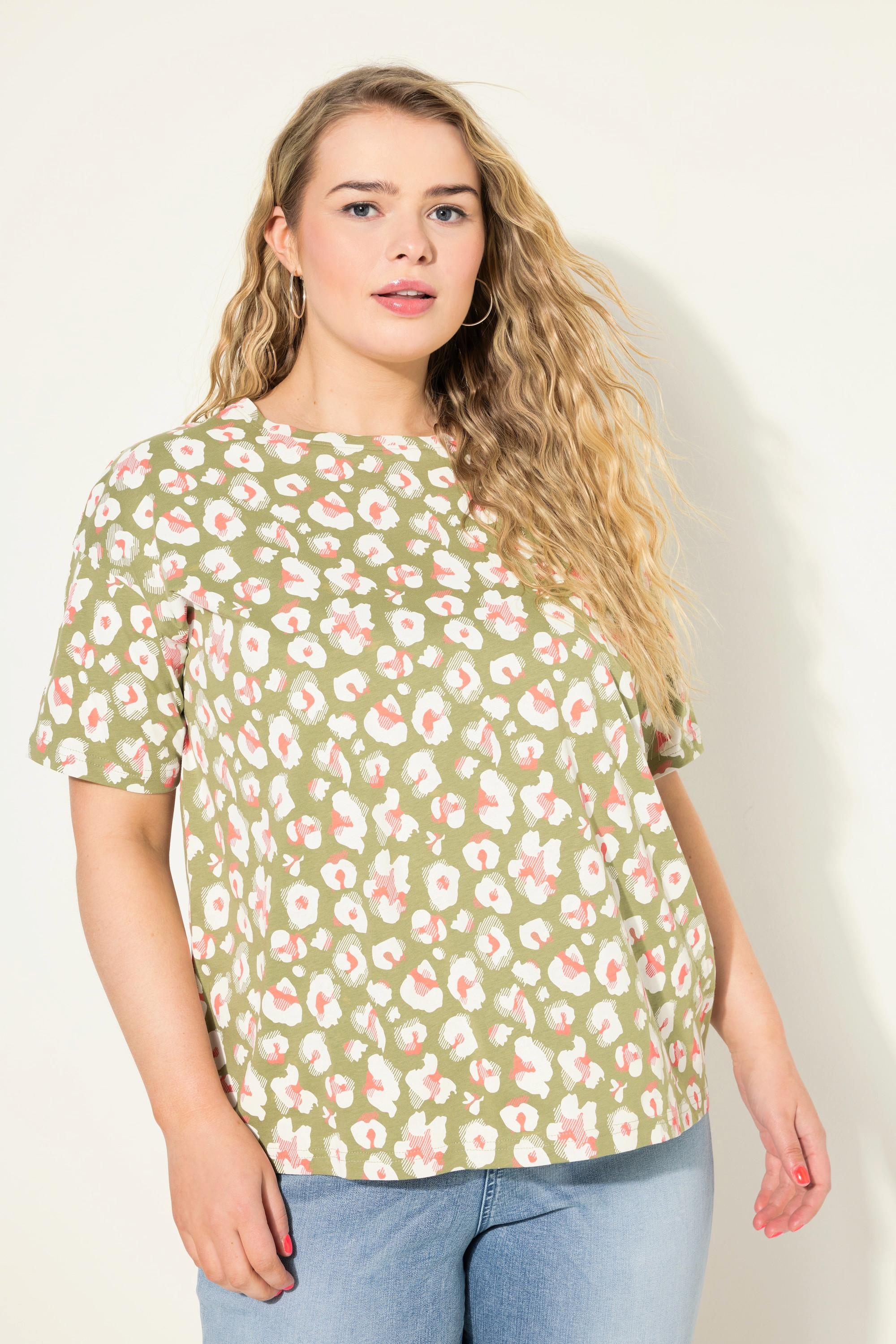 Studio Untold  T-shirt dal taglio oversize con scollo a girocollo, mezze maniche e stampa leopardata 