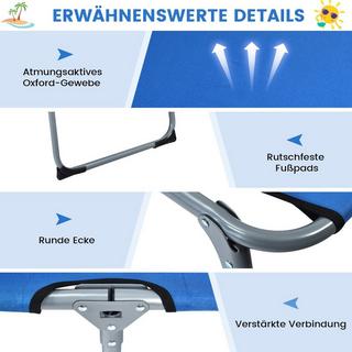 Northix Chaise longue de plage pliante 194 x 60 x 36-86 cm bleu  