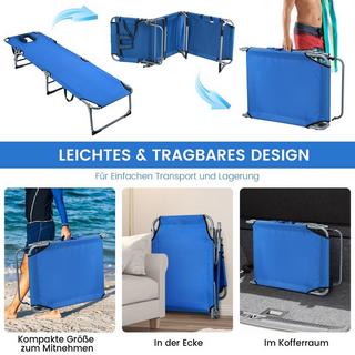 Northix Chaise longue de plage pliante 194 x 60 x 36-86 cm bleu  