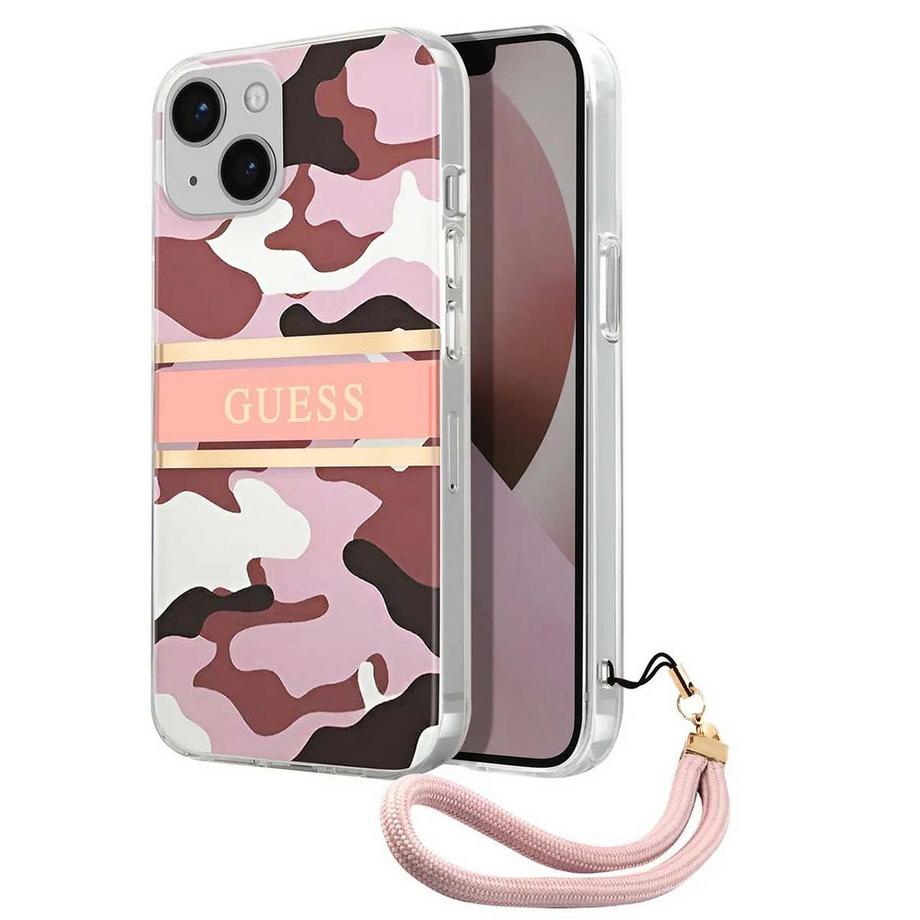 GUESS  Hülle iPhone 13 Mini Camo mit Nylonkette 