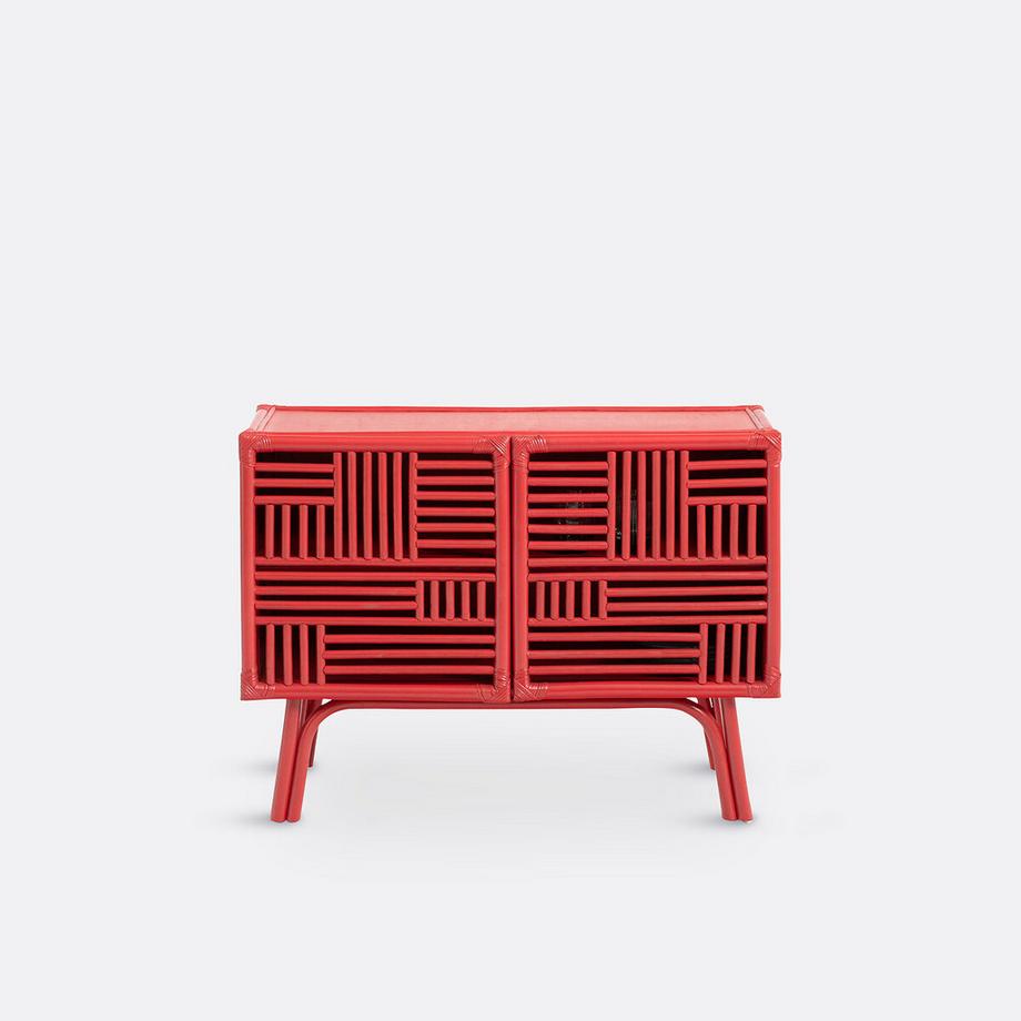 La Redoute Intérieurs  Buffet rouge en rotin 2 portes Kaguya 