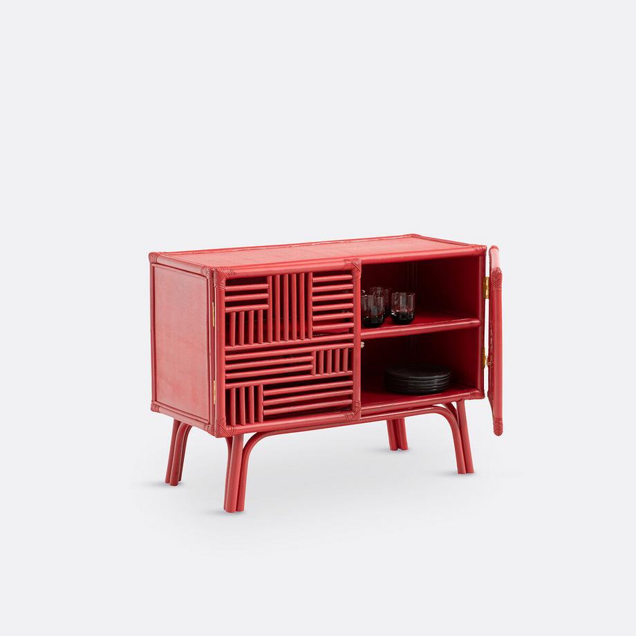 La Redoute Intérieurs  Buffet rouge en rotin 2 portes Kaguya 