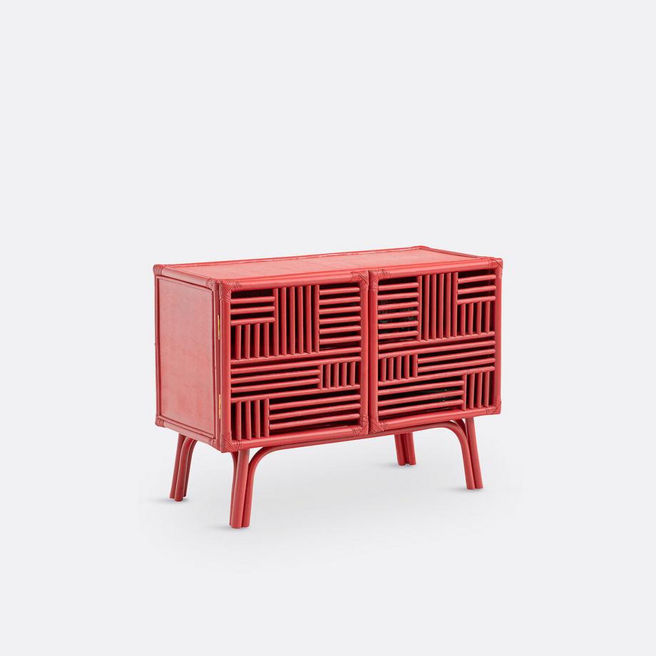 La Redoute Intérieurs  Buffet rouge en rotin 2 portes Kaguya 