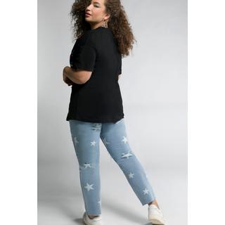 Studio Untold  Mom Jeans, 5-Pocket, geschnittener Saum, destroyed, Sterne 