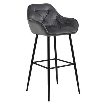 Tabouret de bar Shields VIC tissu gris foncé noir