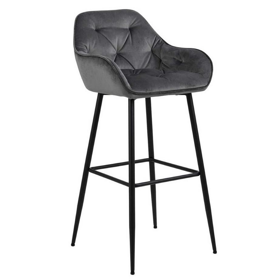 Sgabello da bar Shields VIC in tessuto grigio scuro nero