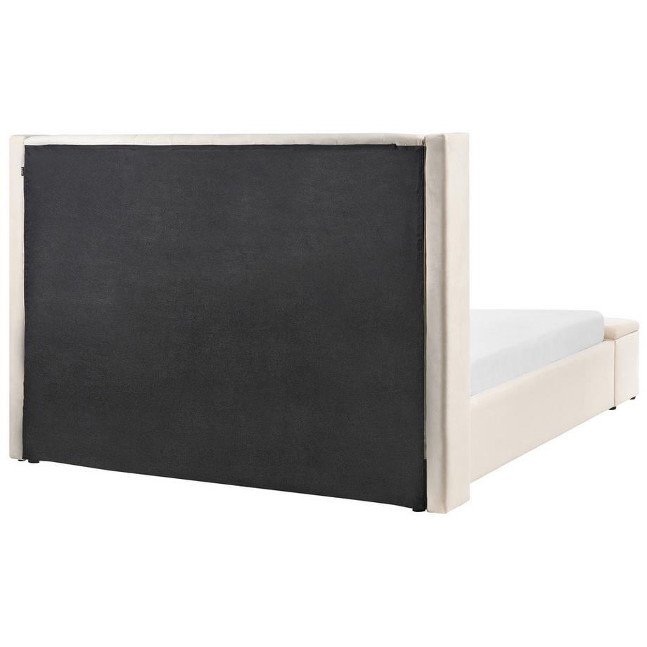 Beliani Letto con panca contenitore en Velluto Minimalista NOYERS  