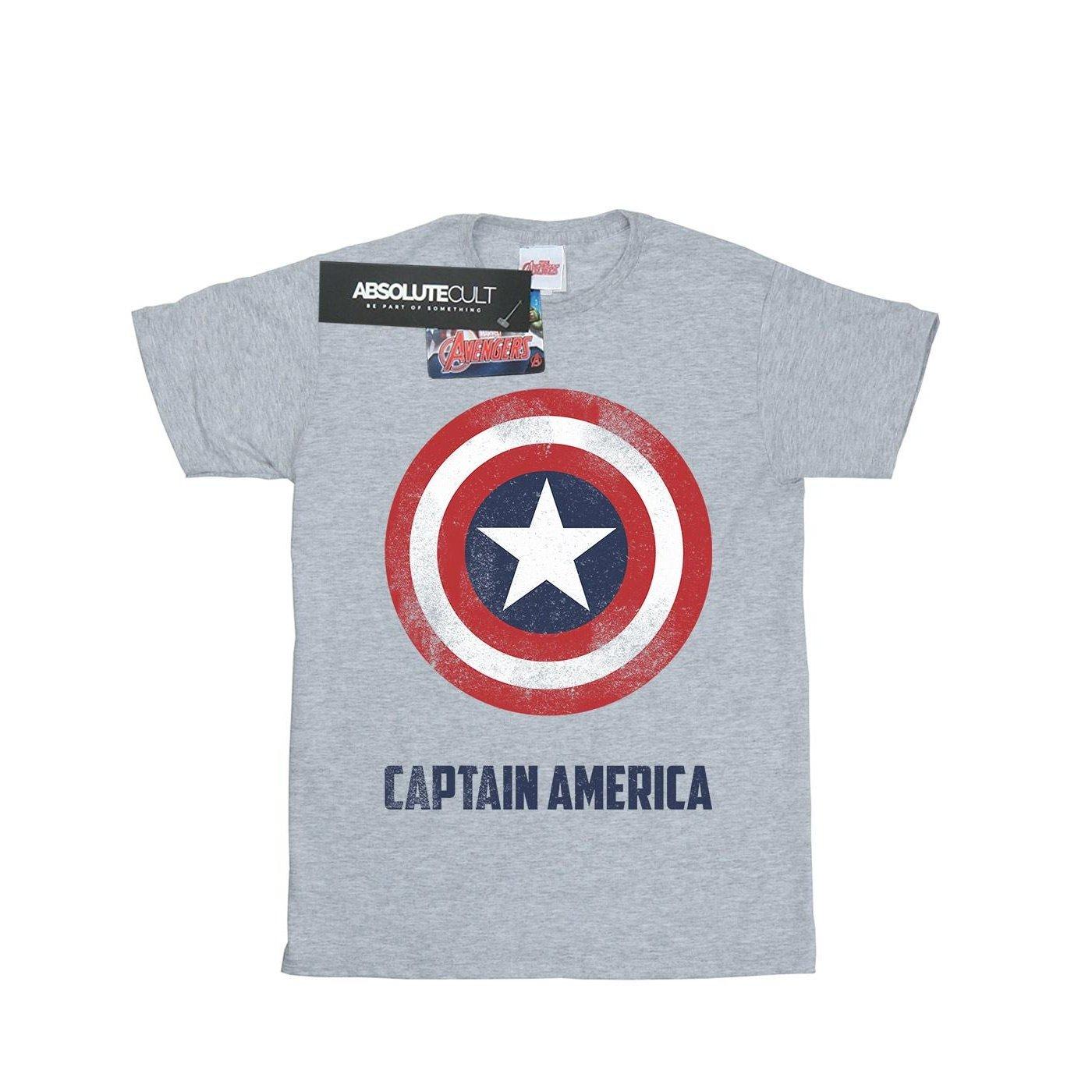 Image of Captain America Shield Text Tshirt Herren Grau 3XL