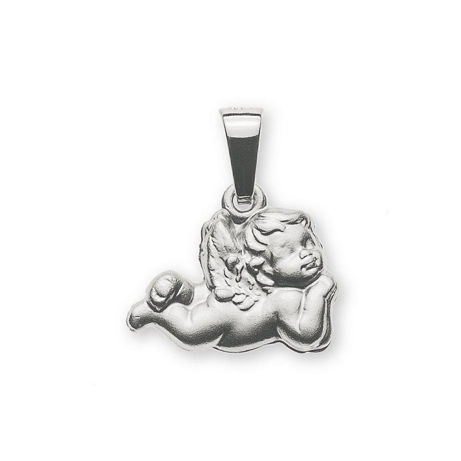 Pendentif ange en or blanc 750, 17x14mm