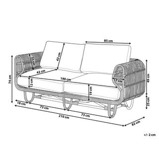 Beliani Canapé 2 places en Rotin Boho DOLCEDO  